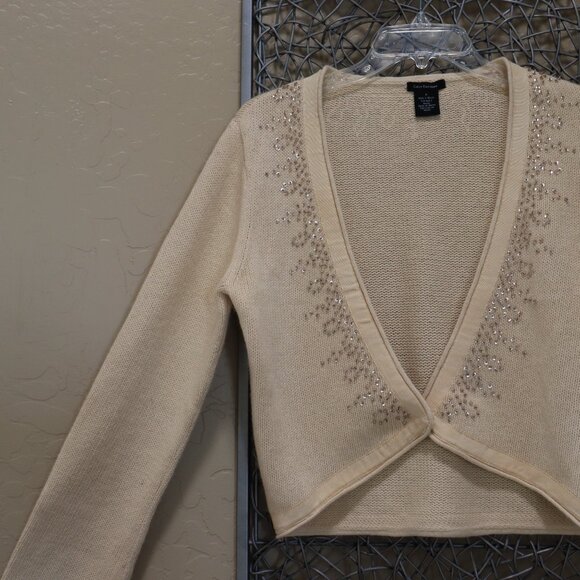 Calvin Klein Jeans Cropped Ecru Cardigan - Picture 2 of 5